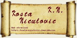Kosta Niculović vizit kartica